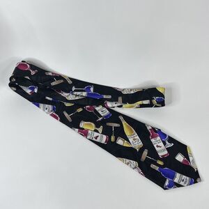 Wine Connoisseur Mens Neck Tie Alcohol Red White Vino Corkscrew Black Necktie